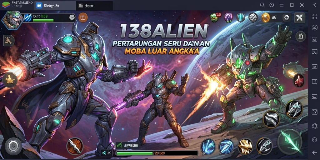 Tampilan gameplay seru di 138ALIEN dengan pertarungan karakter alien.