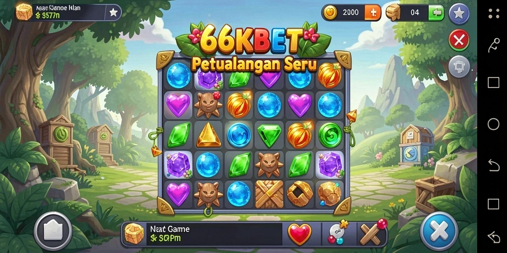 Tangkapan layar gameplay 66KBET menampilkan momen mencocokkan elemen dengan efek memukau.