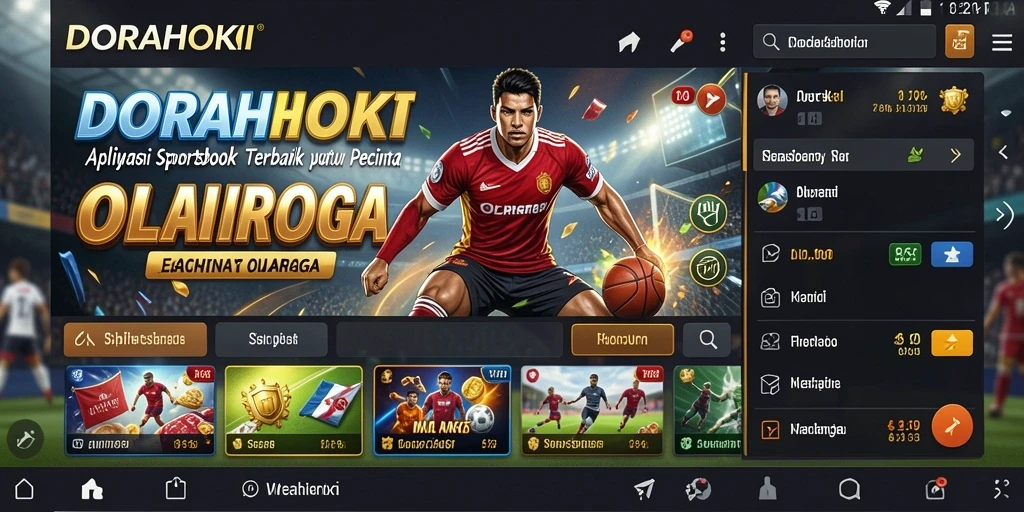 Tampilan screenshot DORAHOKI yang menampilkan antarmuka taruhan olahraga.