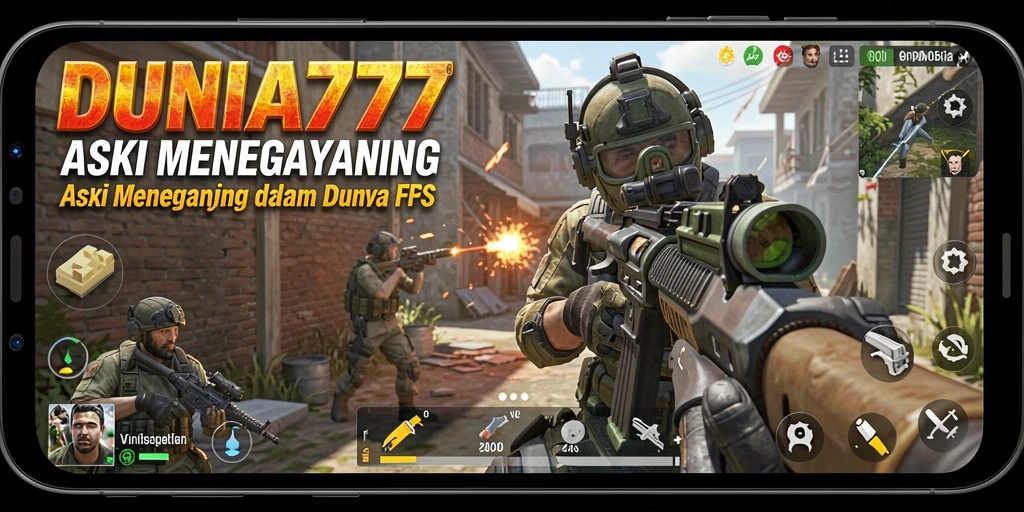 Tampilan mendebarkan dari gameplay DUNIA777 dalam aksi FPS.