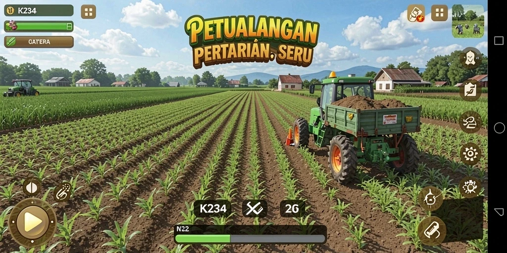 Tangkapan layar gameplay K234 menunjukkan aktivitas pertanian yang menarik.