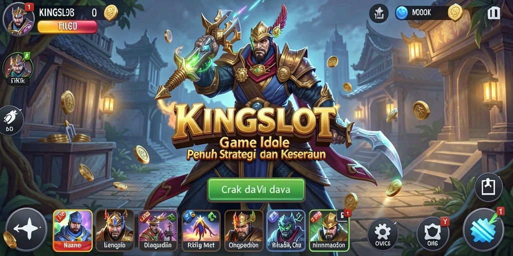 Tampilan gameplay KINGSLOT yang memukau dengan mesin slot beragam.