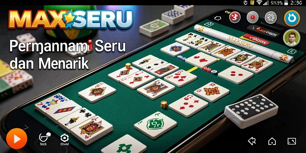 Screenshot gameplay MAXSERU yang menunjukkan serunya permainan Domino.