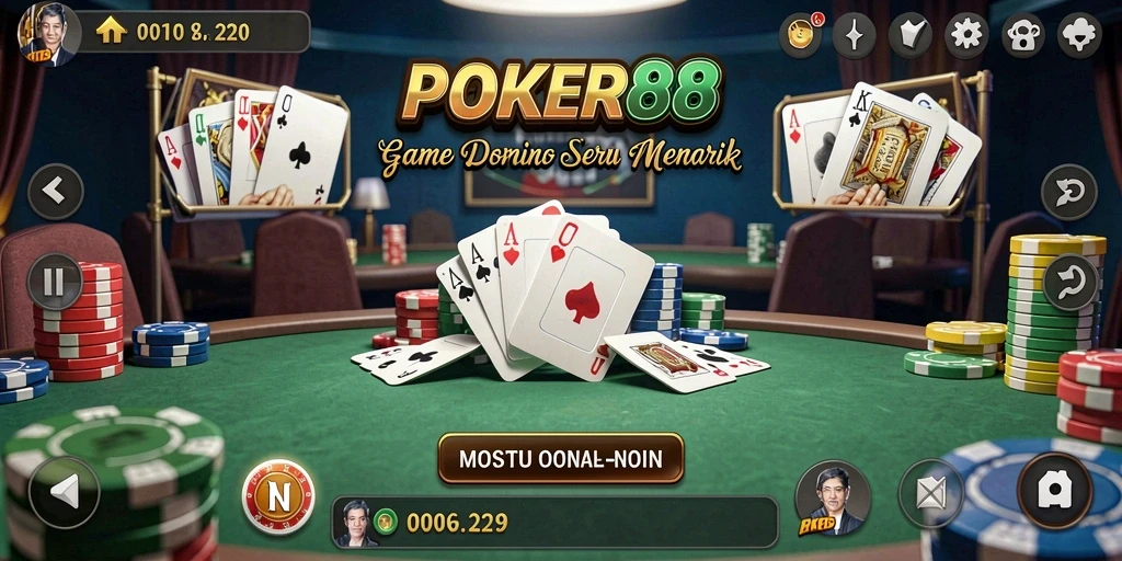 Gameplay POKER88 yang menampilkan strategi domino yang seru.