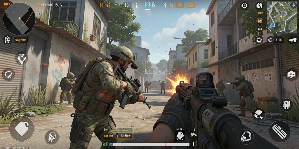 Tangkapan layar utama QQRP menunjukkan intensnya pertempuran FPS.